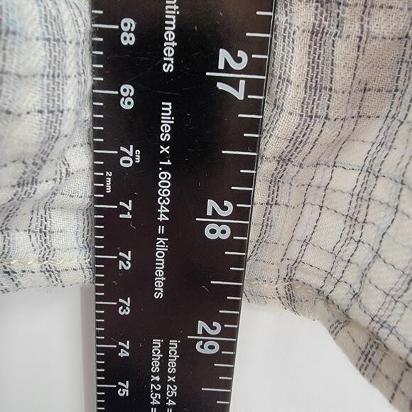 Max Studio Women's Plaid Ruffle‎ Button Down Cotton Shirt Size Medium - Picture 14 of 15